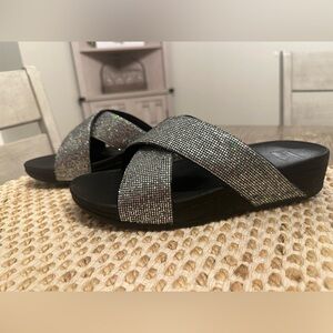 “Fitflop” Black and Silver crystal embellished Sandals